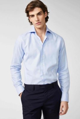 Van Laack Ireland | Van Laack Business Shirt Made Of Dobby Cotton Blue H0PF06416