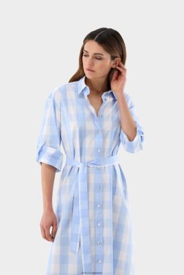Van Laack Ireland | Van Laack Checked Cotton Poplin Midi Dress H0PF06148