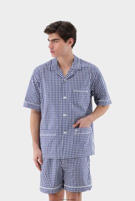 Van Laack Ireland | Van Laack Checked Poplin Short Pyjamas With Piping Details H0PF06782