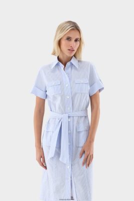 Van Laack Ireland | Van Laack Cotton Seersucker Shirt Dress With Pockets H0PF06146