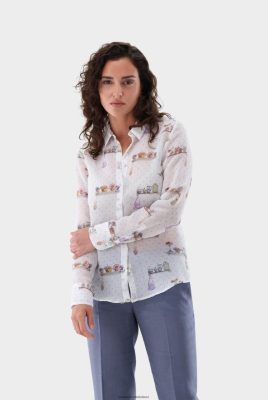 Van Laack Ireland | Van Laack Fitted Seersucker Silk Blend Blouse With Print H0PF06102