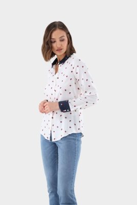 Van Laack Ireland | Van Laack Fitted Silk Blouse With Heart Print H0PF06100
