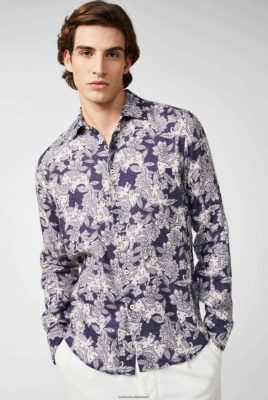 Van Laack Ireland | Van Laack Linen Shirt With Elephant Desert Print H0PF06486