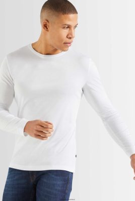 Van Laack Ireland | Van Laack Longsleeve Swiss Cotton Jersey Crew Neck T-Shirt White H0PF06704