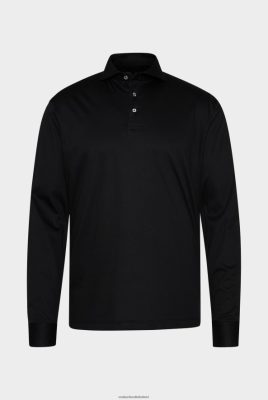Van Laack Ireland | Van Laack Longsleeve Swiss Cotton Jersey Poloshirt Black H0PF06694