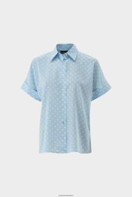 Van Laack Ireland | Van Laack Short Sleeved Blouse In Silk With Dot Print H0PF06118