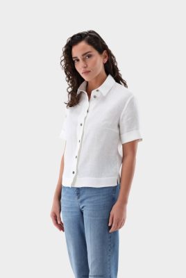 Van Laack Ireland | Van Laack Short-Sleeved Linen Blouse H0PF0692