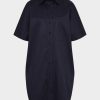 Van Laack Ireland | Van Laack Smooth Paper Touch Cotton Stretch Mini Shirt Dress Blue H0PF06168