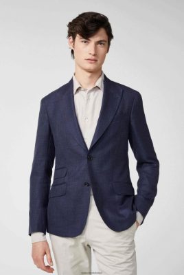 Van Laack Ireland | Van Laack Structured Jacket In Simple Wool With Modern Peak Lapels Blue H0PF06644