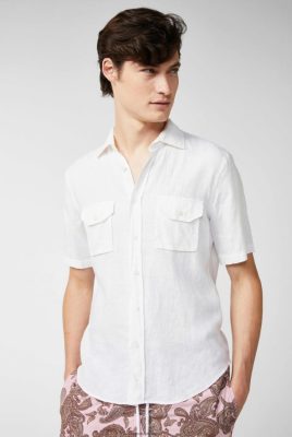 Van Laack Ireland | Van Laack Super Soft Short-Sleeved Linen Shirt In A Boxy Fit White H0PF06492