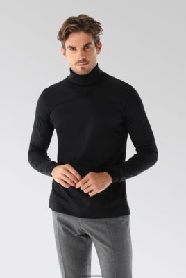 Van Laack Ireland | Van Laack Swiss Cotton Jersey Turtleneck Shirt Black H0PF06700
