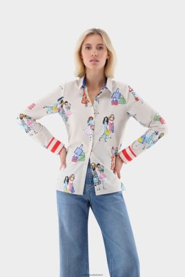 Van Laack Outlet Ireland | Van Laack Fitted Cotton Poplin Blouse With Print H0PF06101