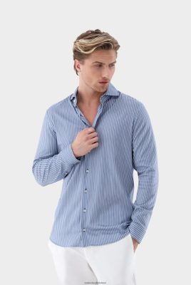 Van Laack Outlet Ireland | Van Laack Jersey Pinstripe Print Shirt In Swiss Cotton H0PF06461