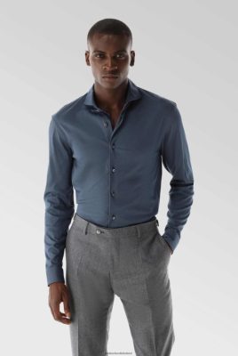 Van Laack Outlet Ireland | Van Laack Jersey Shirt With A Twill Print Tailor Fit H0PF06477