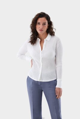 Van Laack Outlet Ireland | Van Laack Knit Shirt With Lace Pattern In Air Cotton H0PF06103