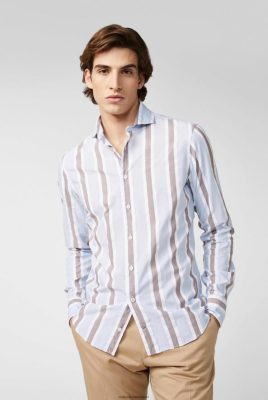 Van Laack Outlet Ireland | Van Laack Light Cotton Poplin Shirt Blue Striped H0PF06573