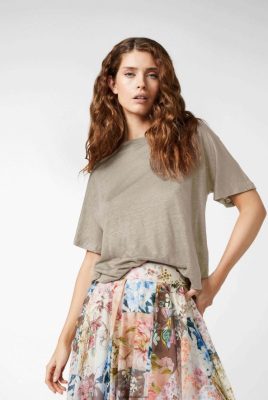 Van Laack Outlet Ireland | Van Laack Linen Jersey T-Shirt Boxy Fit Beige H0PF06247