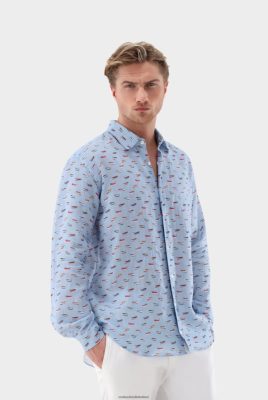 Van Laack Outlet Ireland | Van Laack Linen Shirt With Boat Print H0PF06503