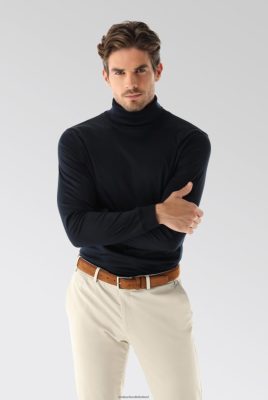 Van Laack Outlet Ireland | Van Laack Longsleeve Swiss Cotton Jersey Crew Neck T-Shirt Navy H0PF06663