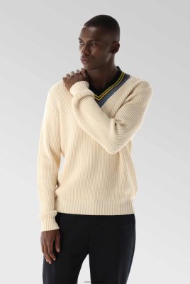 Van Laack Outlet Ireland | Van Laack Merino-Cotton Mix V-Neck Sweater With Stripe Detail H0PF06659