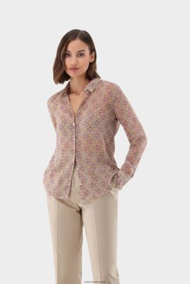 Van Laack Outlet Ireland | Van Laack Printed Shirt Blouse With Lurex Stripe H0PF0681