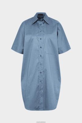 Van Laack Outlet Ireland | Van Laack Smooth Paper Touch Cotton Stretch Mini Shirt Dress Blue H0PF06169