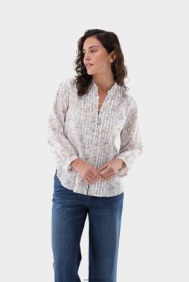 Van Laack Outlet Ireland | Van Laack Stand-Up Collar Blouse With Pintucks At The Front H0PF0689
