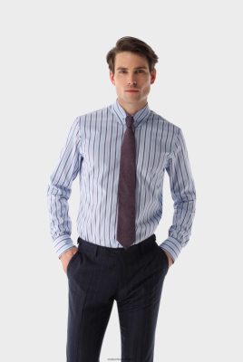 Van Laack Outlet Ireland | Van Laack Striped Oxford Pinned-Collar Shirt Slim Fit H0PF06419