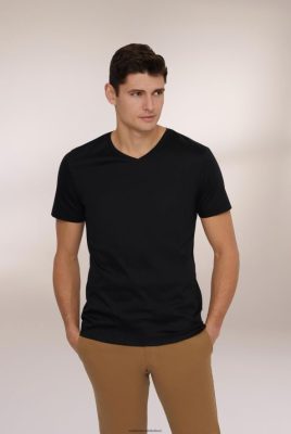 Van Laack Outlet Ireland | Van Laack Swiss Cotton Jersey V-Neck T-Shirt Black H0PF06719