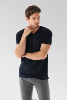 Van Laack Outlet Ireland | Van Laack Swiss Cotton Jersey V-Neck T-Shirt Blue H0PF06709