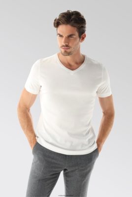 Van Laack Outlet Ireland | Van Laack Swiss Cotton Jersey V-Neck T-Shirt White H0PF06707