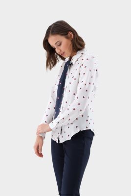 Van Laack Outlet Ireland | Van Laack The Tailored Bow Blouse With Heart Print H0PF06107