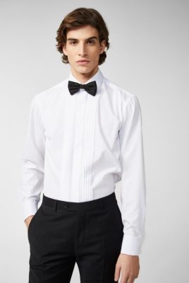 Van Laack Outlet Ireland | Van Laack Tuxedo Shirt With Pleated Panel Tailor Fit White H0PF06385