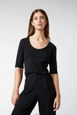 Van Laack Outlet Ireland | Van Laack Urban Jersey Wide Neck T-Shirt Black H0PF06241