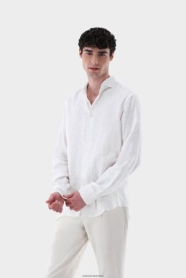 Van Laack Outlet Ireland | Van Laack White-On-White Printed Linen Shirt Tailor Fit H0PF06511