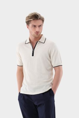 Van Laack Outlet Ireland | Van Laack Zip Knit-Polo In Air Cotton H0PF06679